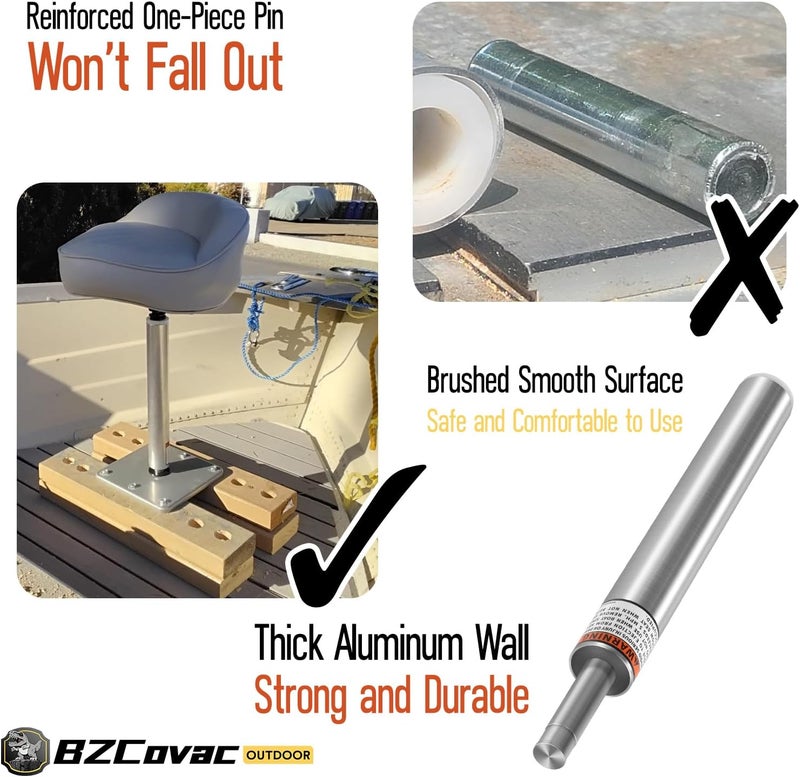 Bzcovac 3/4" Boat Seat Pin Post, Lock-in Style Non-Threaded Pedestal Post for Marine Boat Seat Mounting, Aluminum Extension Pole for Pontoon, Fishing Boat, Bass Boat, and More - Image 3